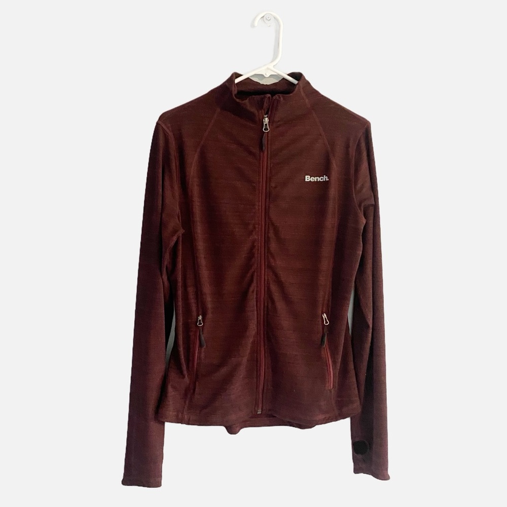 Bench Maroon Red Full Zip Jacket High Collar Performance Material